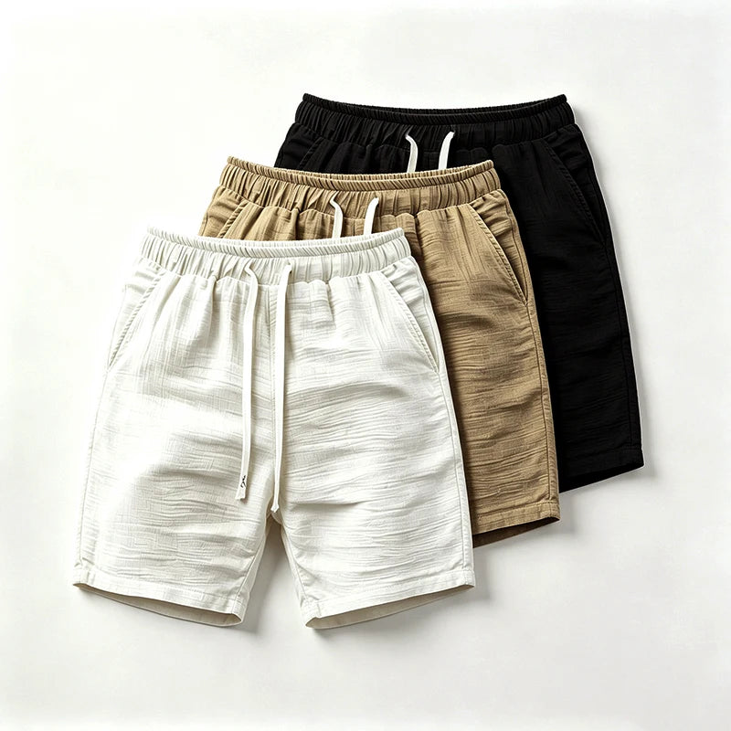 Men's Casual Summer Linen Shorts – Breathable Drawstring Beach Bermudas