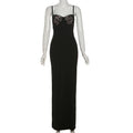 Elegant Black Maxi Dress with Lace Cups and Spaghetti Straps