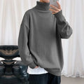 Men's Oversized Turtleneck Sweater - Casual Loose Fit Knitted Pullover