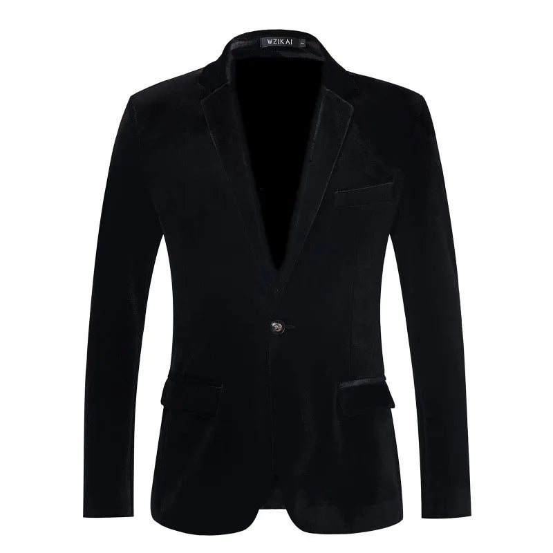 Casual Velvet Men's Suit Jacket 2025 New Style Slim Fit Youth Fashionable Trendy Formal Wear Polyester Fiber Long Sleeve Butt...