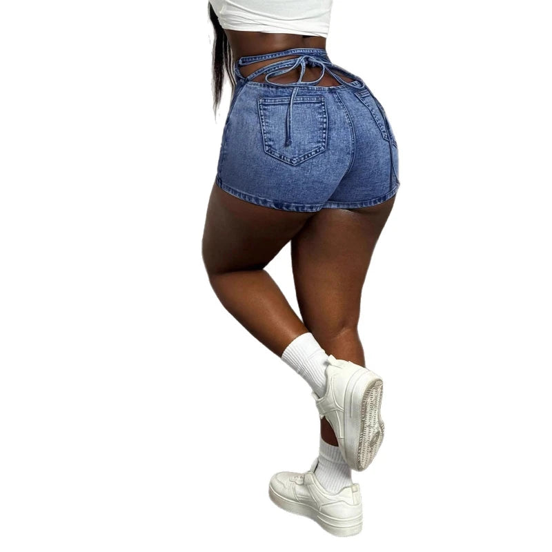 Denim Pant Women Jeans Vintage Short Pants Slim Fit High Waist Hip Wrap Trousers Y2k Streetwear Elegant Work Casual Sexy Summer