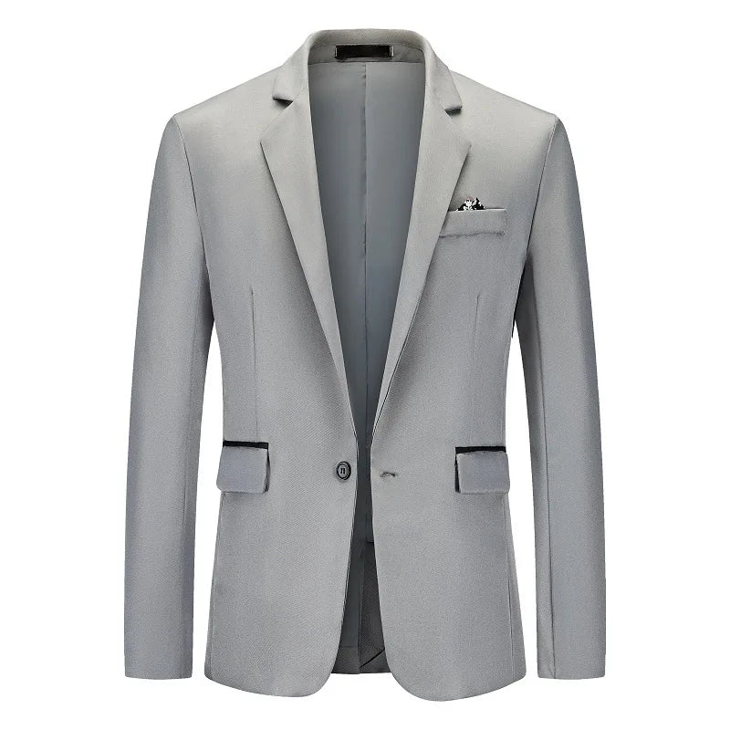 New Men's Single-Button Business Suit Large Size Fashion Casual Open Cardigan Blazer Polyester Fiber All-Season Wear