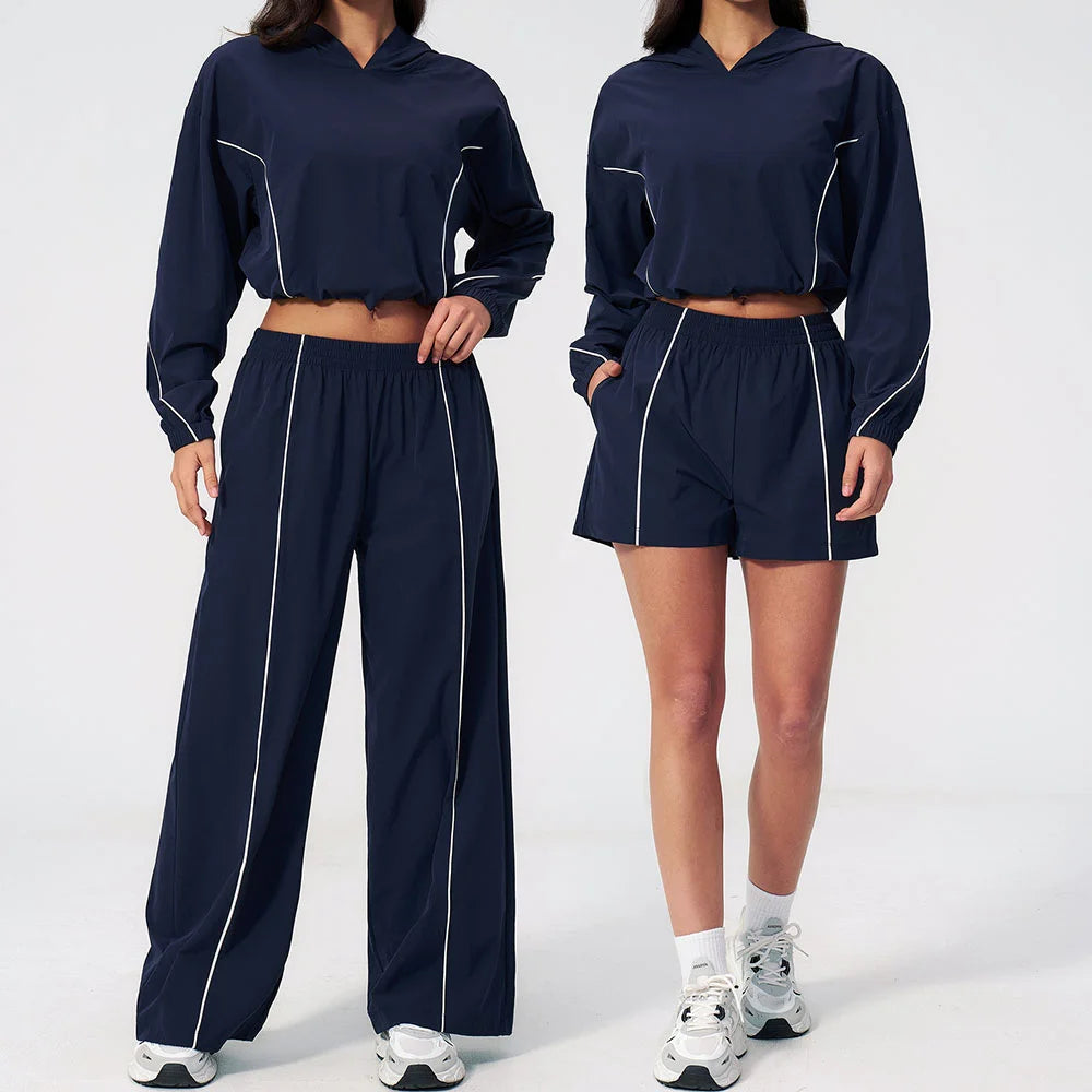 Summer Sunscreen Sports Set 2piece Yoga Women's Fitness Set Sunscreen Long Sleeve Zipper Top Fitness Exercise Speed Drying Pants