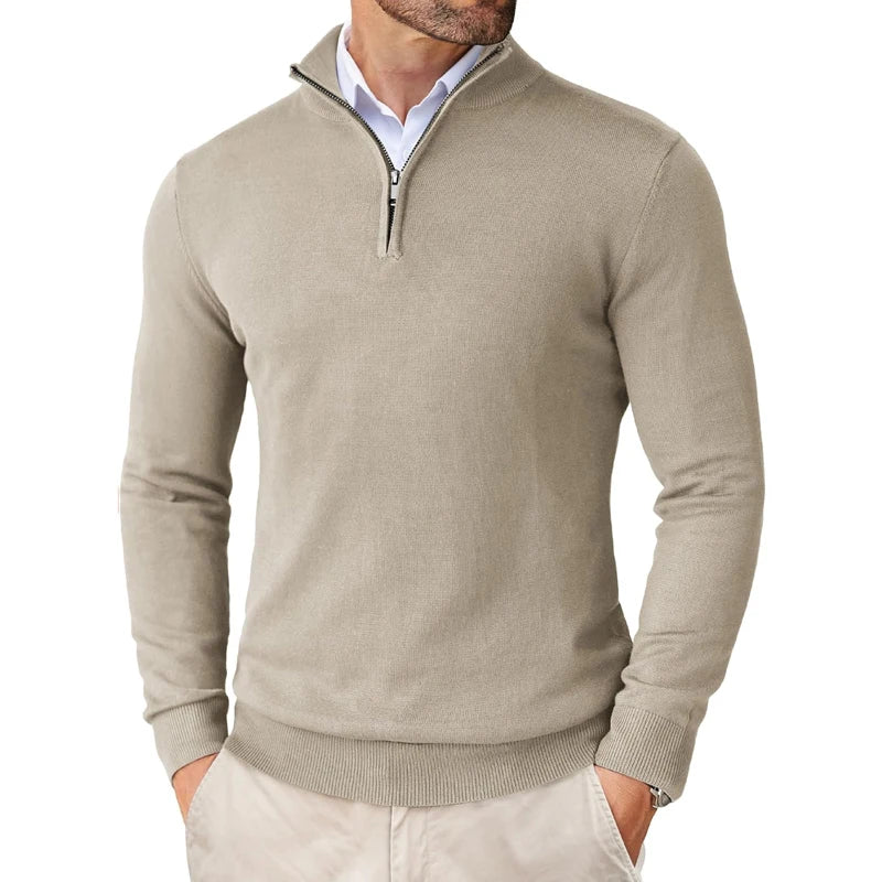 Men's Quarter Zip Sweater - Slim Fit Lightweight Mock Neck Pullover