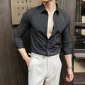 Men's Striped Business Dress Shirt 2025 Spring and Summer New Long Sleeved Social Shirt High-quality Design Sense Dress Shirt