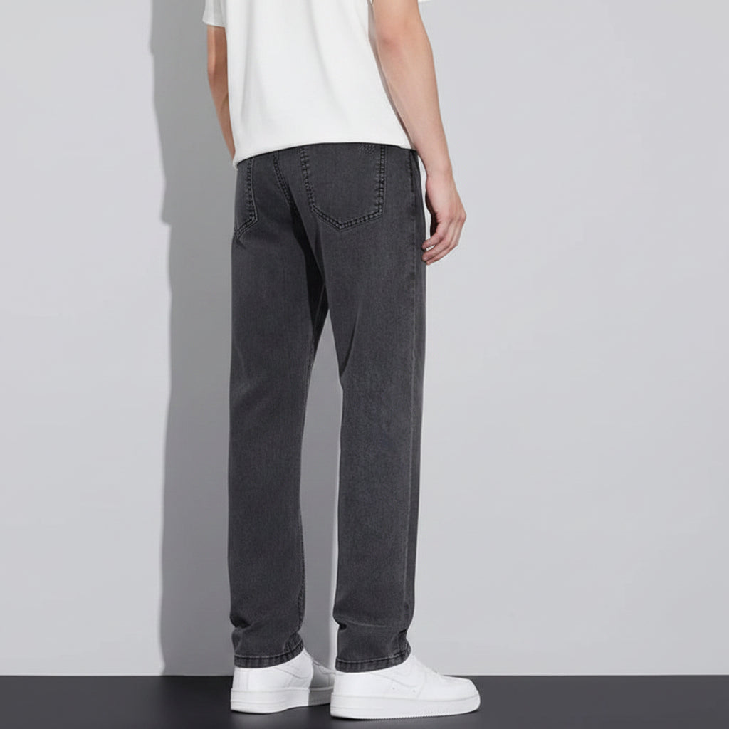 Men's Straight Leg Washed Blue Denim Jeans