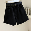 Denim Shorts Women's Summer New Wave High Waist Simple Slim Loose Wide Leg Joker A-pants Casual Straight Leg Pants Jeans