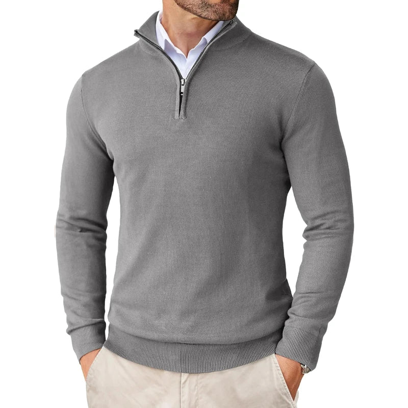 Men's Quarter Zip Sweater - Slim Fit Lightweight Mock Neck Pullover