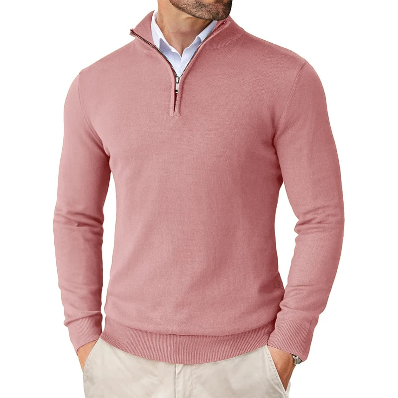 Men's Quarter Zip Sweater - Slim Fit Lightweight Mock Neck Pullover