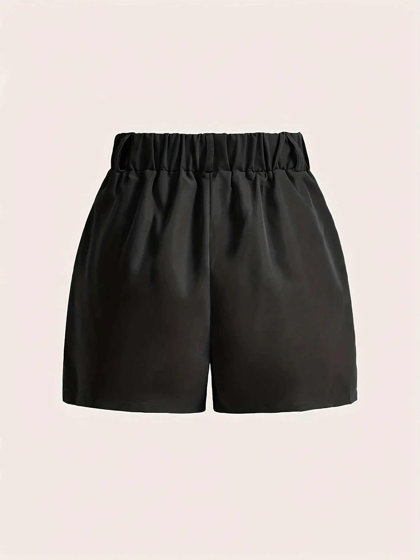Ladies' Casual Versatile Solid Color Simple Pocket Elastic Waist Shorts