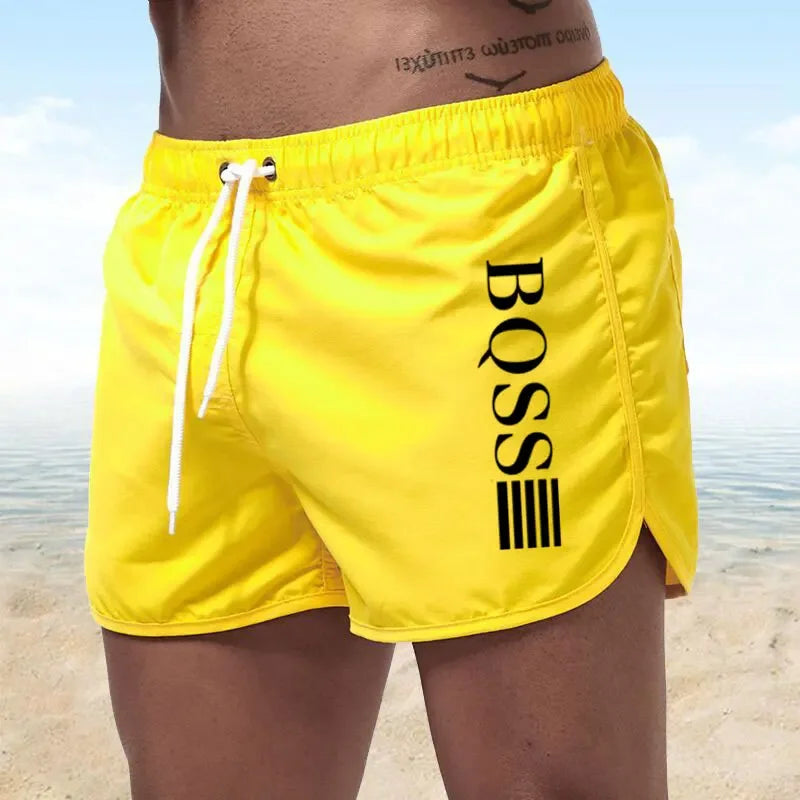 Men's Fast-Drying Swim Shorts – Breathable Beachwear Swim Trunks with Drawstring
