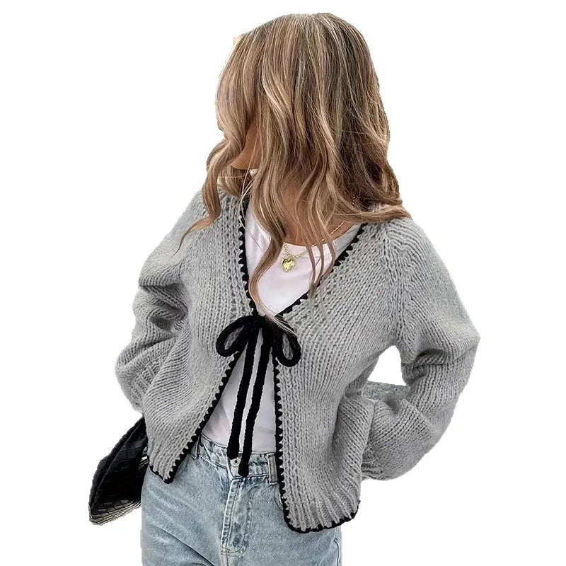 2026 Women's Autumn Winter Sweaters Women's Loose Long Sleeve Comfortable Knitted Sweater Knot Belted Open Cardigan Outerwear