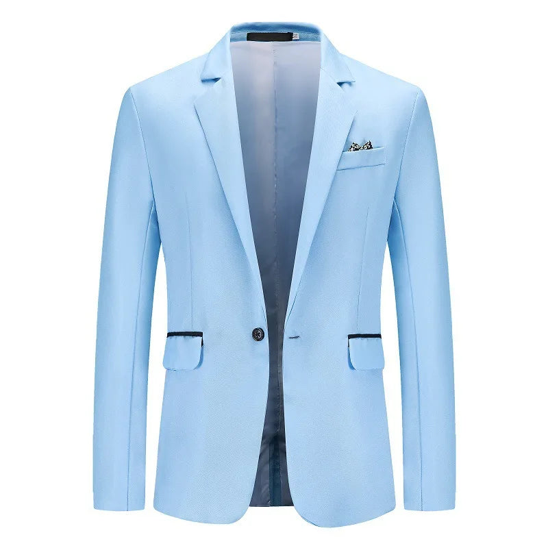 New Men's Single-Button Business Suit Large Size Fashion Casual Open Cardigan Blazer Polyester Fiber All-Season Wear