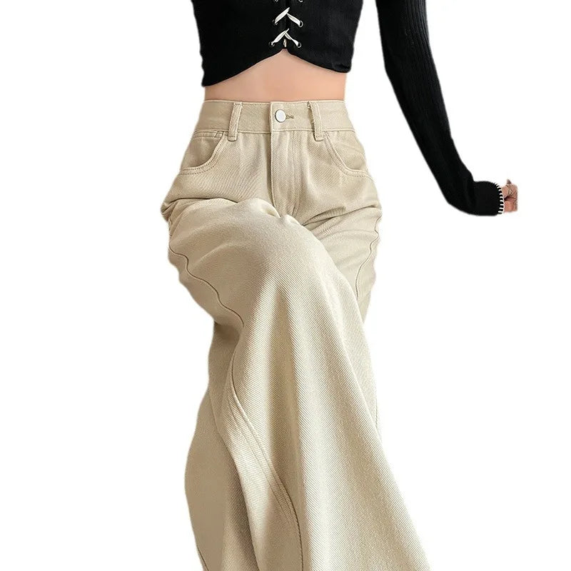 Long Pants Casual Style Khaki Color Women's Jeans Spring Autumn New Arrival