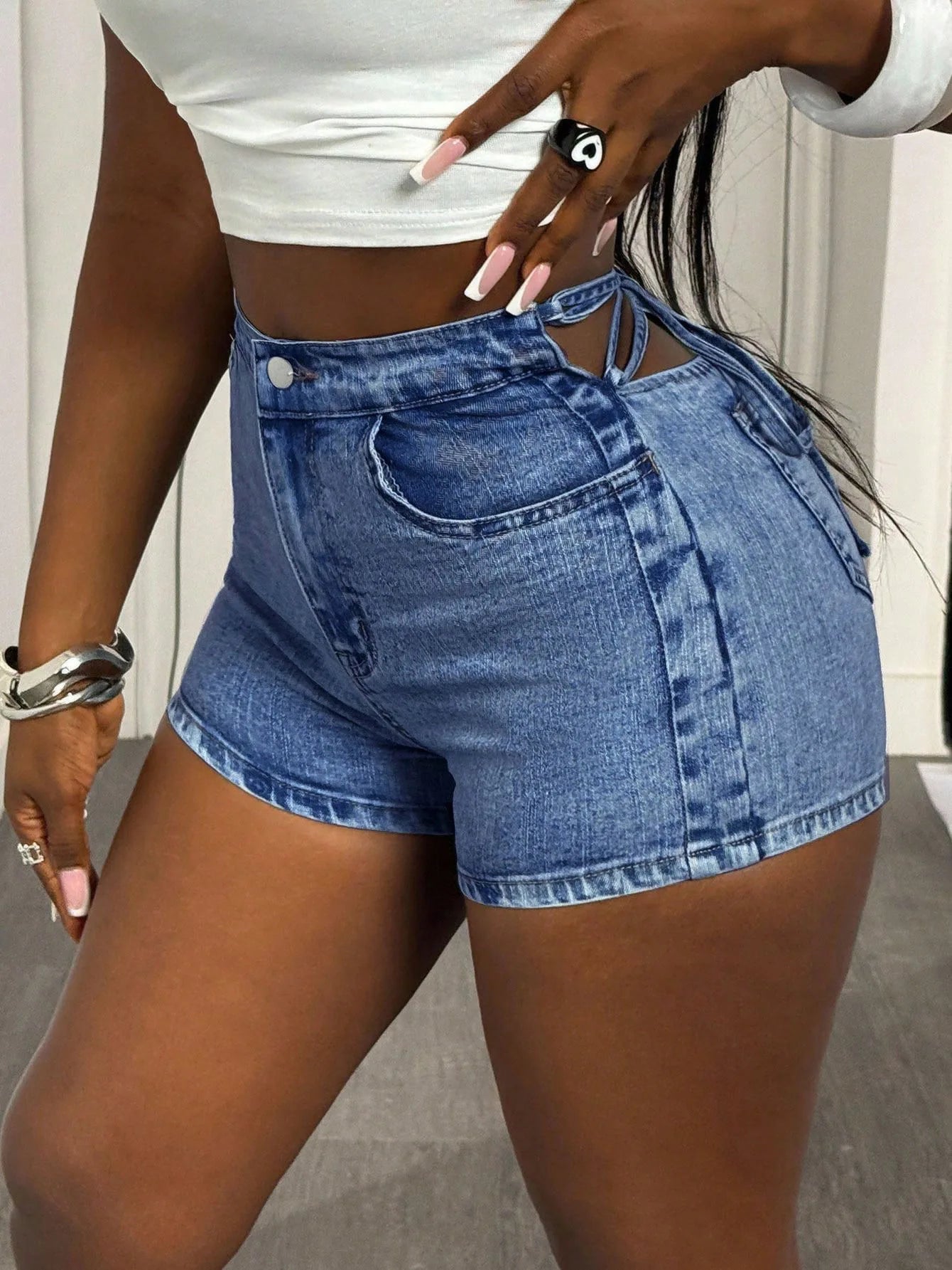 Denim Pant Women Jeans Vintage Short Pants Slim Fit High Waist Hip Wrap Trousers Y2k Streetwear Elegant Work Casual Sexy Summer