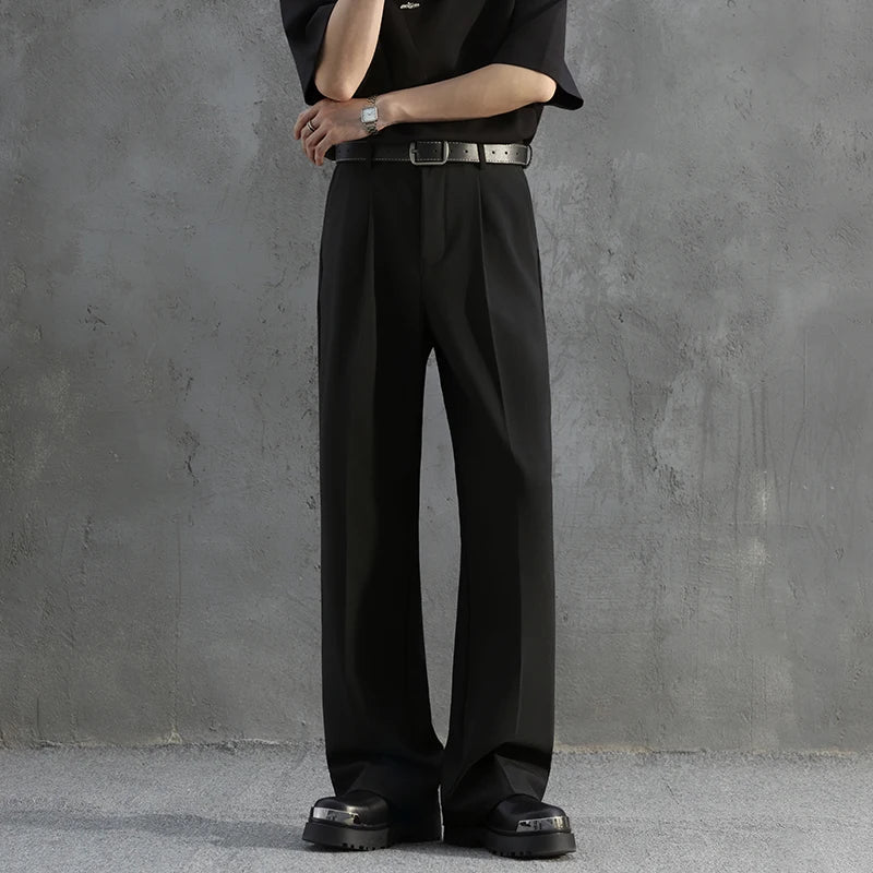 White Business Luxury Suit Pants Men Korean Fashion Dress Pants Loose Straight Casual Pants Men's Office Formal Male Trousers