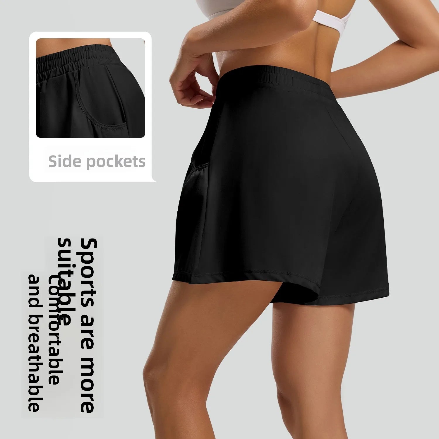 Women's High-Waist Sporty Shorts – Breathable Anti-Glare Casual Athletic Shorts