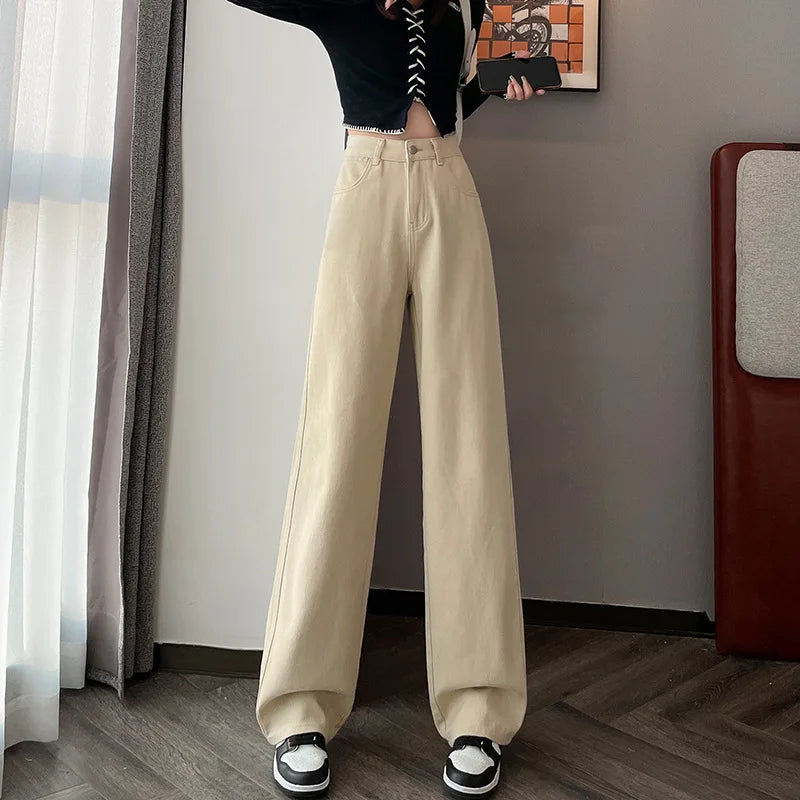 Long Pants Casual Style Khaki Color Women's Jeans Spring Autumn New Arrival
