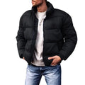 New 2025 Men's Winter Cotton Jacket Thickened down Stand Collar Coat Casual Sporty Polyester Filled Zipper Closure Solid Color