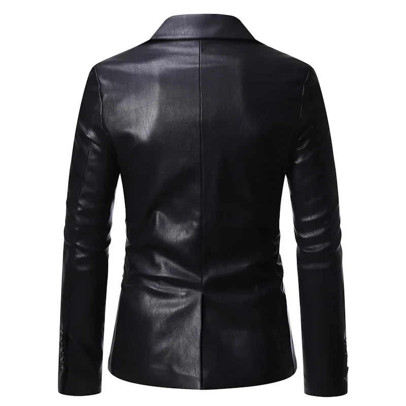 Fashionable Casual PU Leather Men's Suit Autumn Winter New Style Large Size Comfortable Fit Chinese Menswear Western Suit