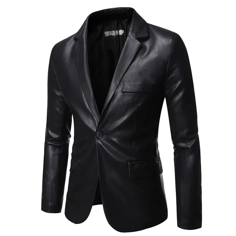 Fashionable Casual PU Leather Men's Suit Autumn Winter New Style Large Size Comfortable Fit Chinese Menswear Western Suit