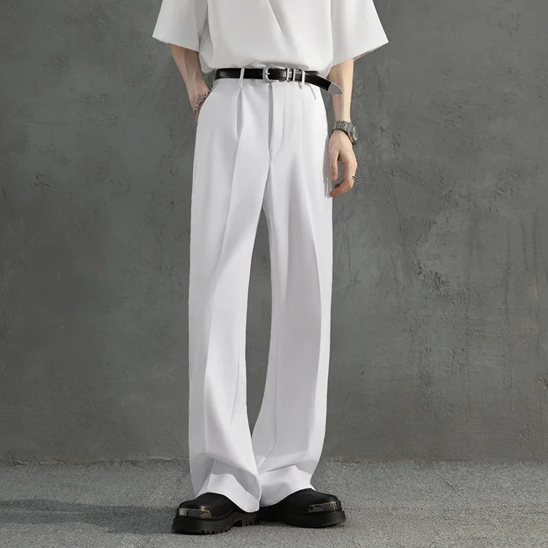 White Business Luxury Suit Pants Men Korean Fashion Dress Pants Loose Straight Casual Pants Men's Office Formal Male Trousers