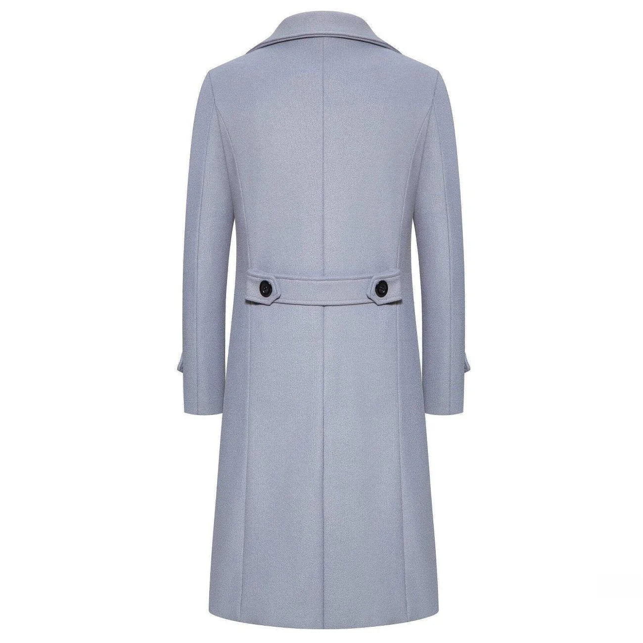 Men's Long Double-Breasted Woolen Coat Autumn Winter Fashion Slim Fit Windbreaker Coat Thickened Rabbit Fur Lined Sporty