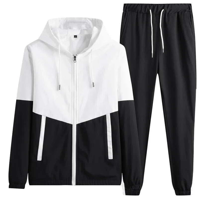 New Men's Casual Sportswear Set Spring Autumn Jacket Two-Piece Student Trendy Brand Outerwear Long Pants