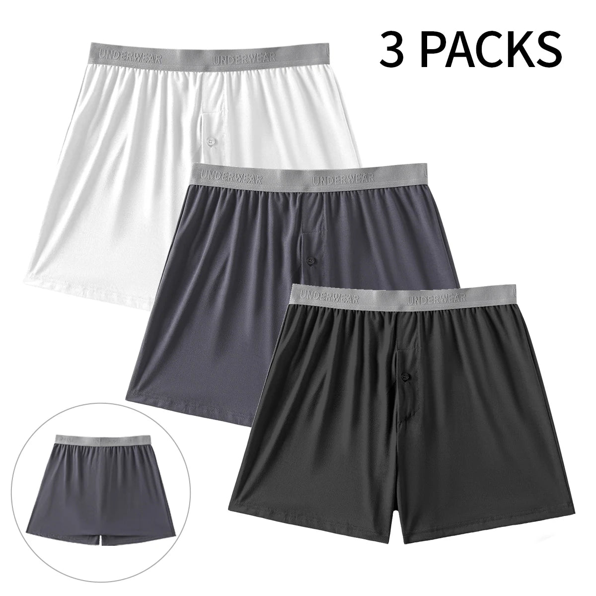 3-piece set of men's four season solid color plus size Aro pants, comfortable and simple flat corner pants, casual beach shorts
