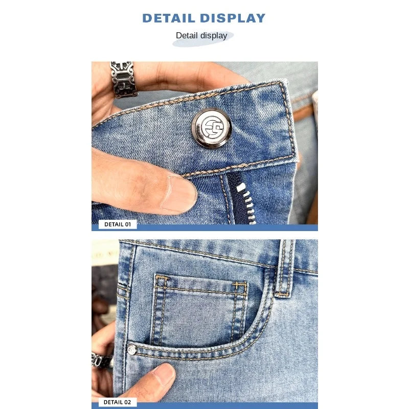 Men's Straight Leg Washed Blue Denim Jeans
