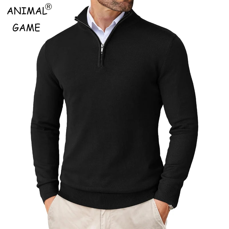 Men's Quarter Zip Sweater - Slim Fit Lightweight Mock Neck Pullover