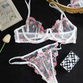 Pure and Sensual Lingerie for Girls, Summer's Super Beautiful Floral Embroidery Sweet and Sexy Mesh Bra, Fresh Flowers