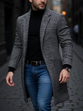 New Arrival Men's Outdoor Thickened Warm Trench Coat Houndstooth Autumn Winter Windproof with Inner Lining Overcoat Trench Coat