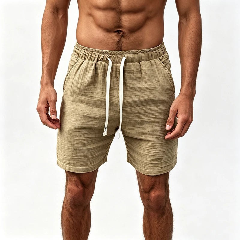 Men's Casual Summer Linen Shorts – Breathable Drawstring Beach Bermudas