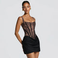 Lace Patchwork Corset Top Ruched Mini Skirt Dress Slim Fit Bodycon Sleeveless Elegant Birthday Party Summer Dresses 2026