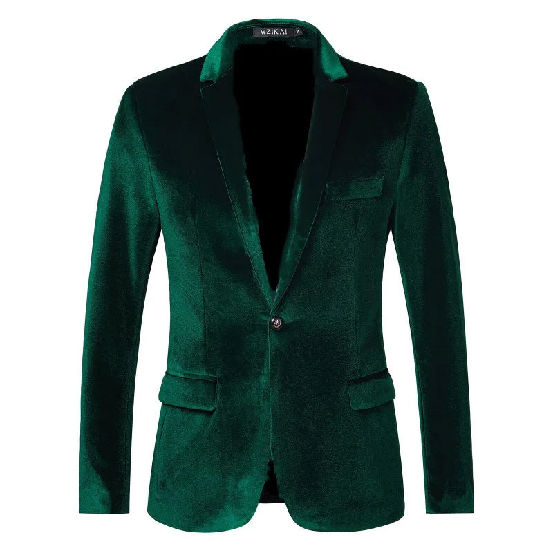 Casual Velvet Men's Suit Jacket 2025 New Style Slim Fit Youth Fashionable Trendy Formal Wear Polyester Fiber Long Sleeve Butt...