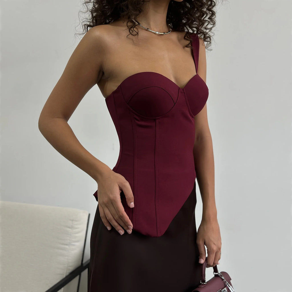 Women's Lace-Up Corset Top - Elegant Satin Bustier Top