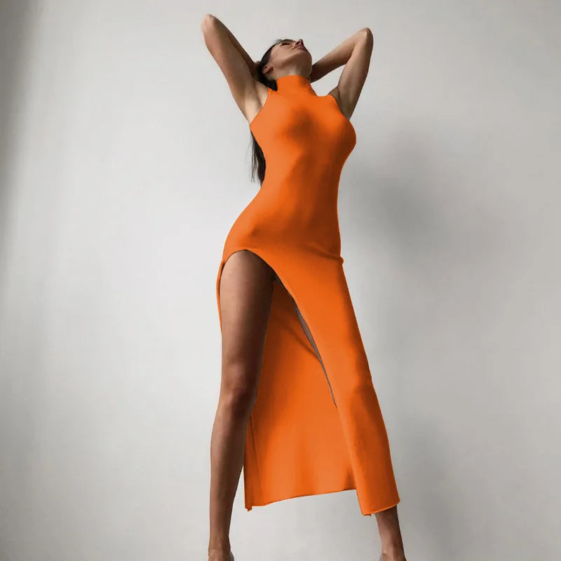 Women's High-Slit Maxi Dress - Elegant Bodycon Evening Gown