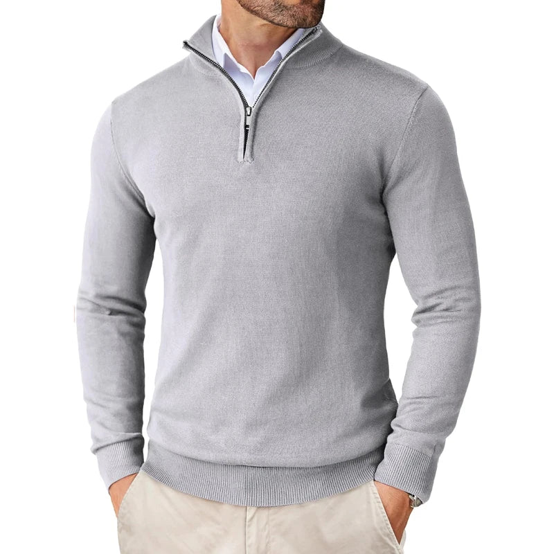 Men's Quarter Zip Sweater - Slim Fit Lightweight Mock Neck Pullover
