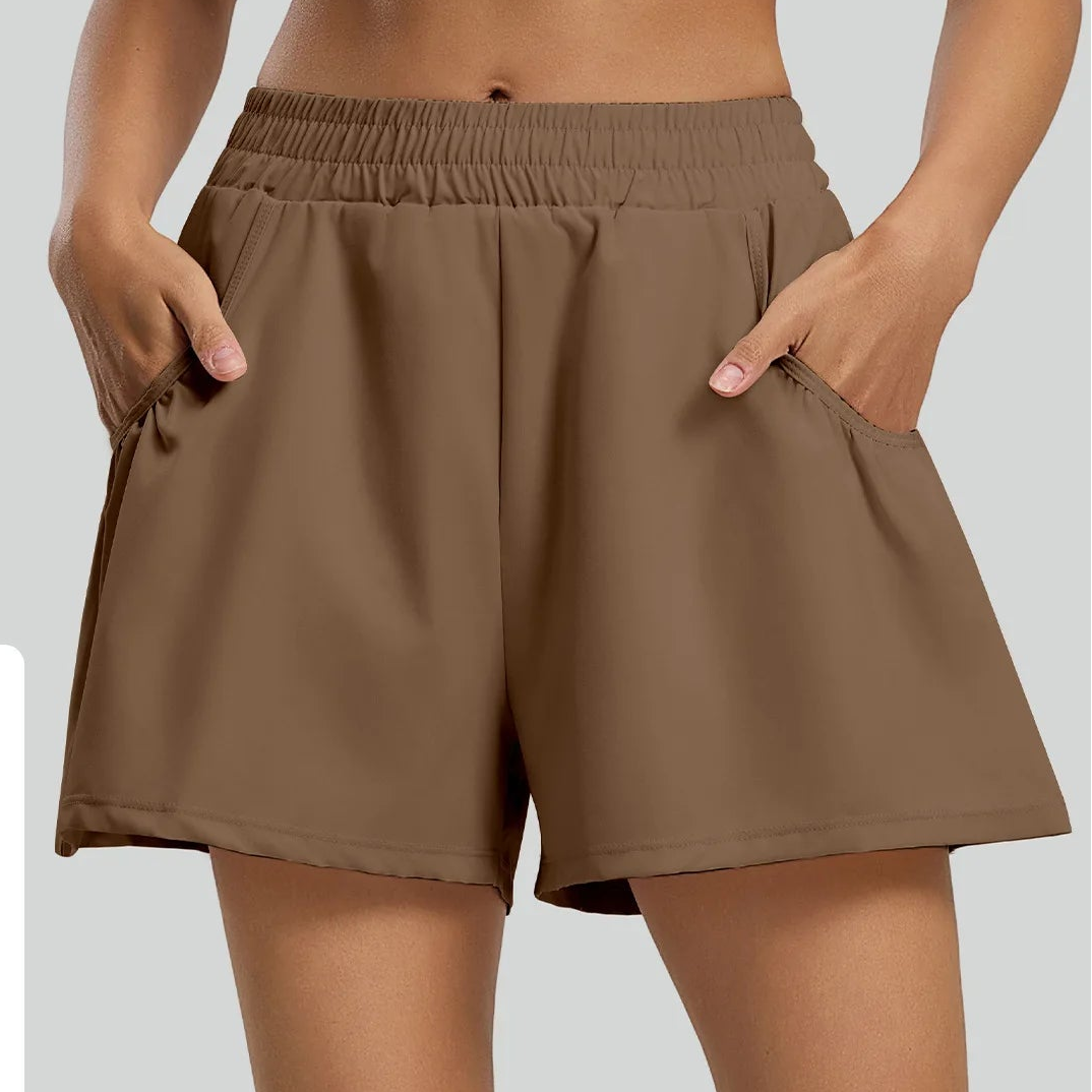 Women's High-Waist Sporty Shorts – Breathable Anti-Glare Casual Athletic Shorts