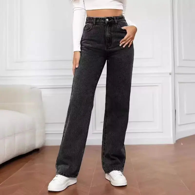 High Waist Straight Leg Jeans Women's Slimming Loose Fit