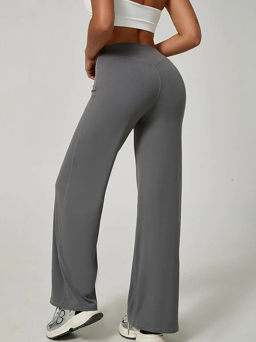 Hip Lifting Straight Sports Trousers Wide Leg Leggings Women High Waist Tummy Control Loose Yoga Pants Gym Workout  Fitness Pant