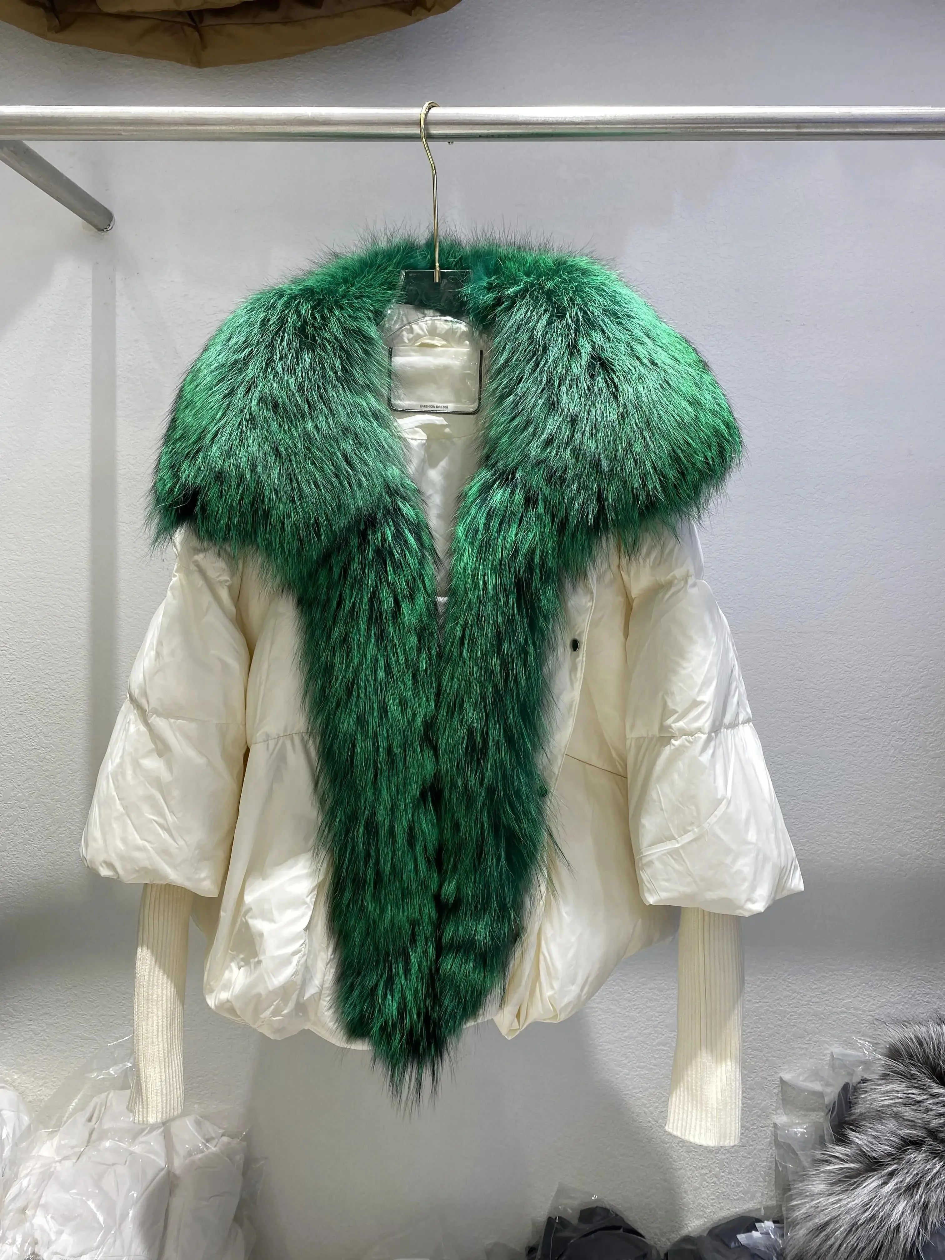 Loose Natural Real Fox Fur Collar Coat Thick New European Fashion White Duck Down Jacket Winter Women Warm Luxury Outerwear
