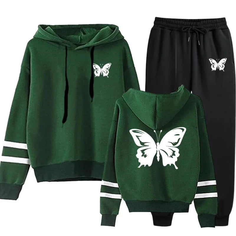 Casual Daily Women Tracksuit Hoodies Quality Single Piece Stripe Sweatshirt and Sweatpants Comfort Outdoor Jogging Autumn Winter
