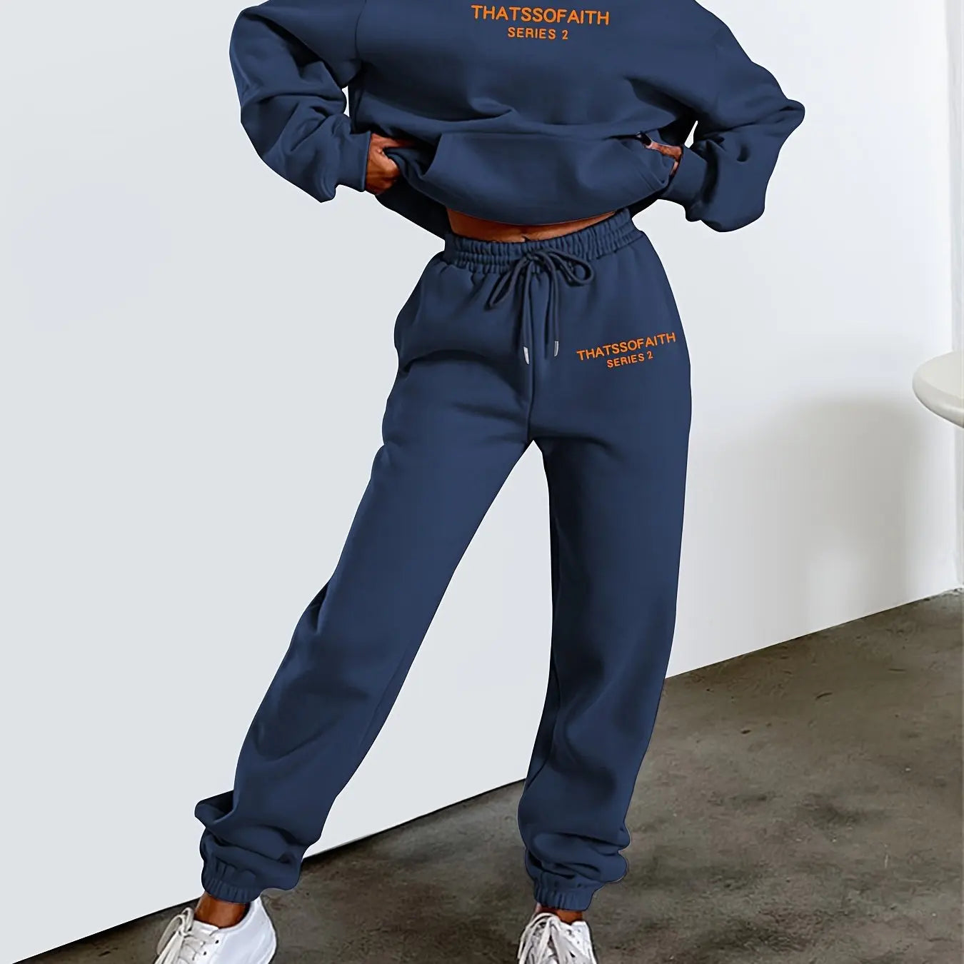 Women's Hoodie+Sweatpants Set Hip Hop Street Casual Letter Printed Loose Sweatshirt Autumn Fleece Warm Clothing