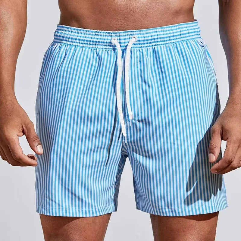 Men's Striped Home Shorts Comfortable Loose Breathable Elastic Waist Drawstring Casual Daily Wear Summer Cool Style