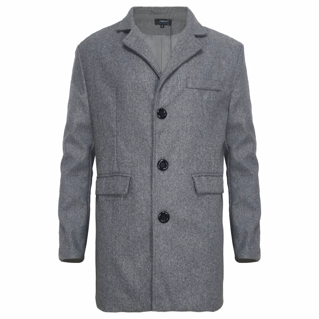 Men's Classic Wool Blend Trench Coat – Casual Slim Fit British Style Winter Jacket
