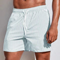 Men's Striped Home Shorts Comfortable Loose Breathable Elastic Waist Drawstring Casual Daily Wear Summer Cool Style