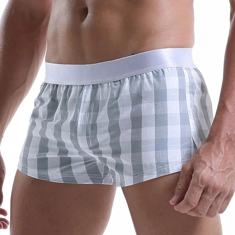 Men Cotton Boxers Shorts Loose Multicolor Male Plaid Underwear Homewear Comfortable Arrow Pants