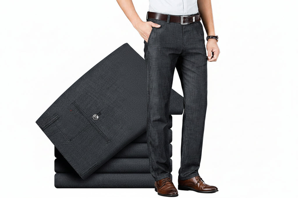 Men's Lyocell Denim-Look Pants - Lightweight Breathable Casual Trousers